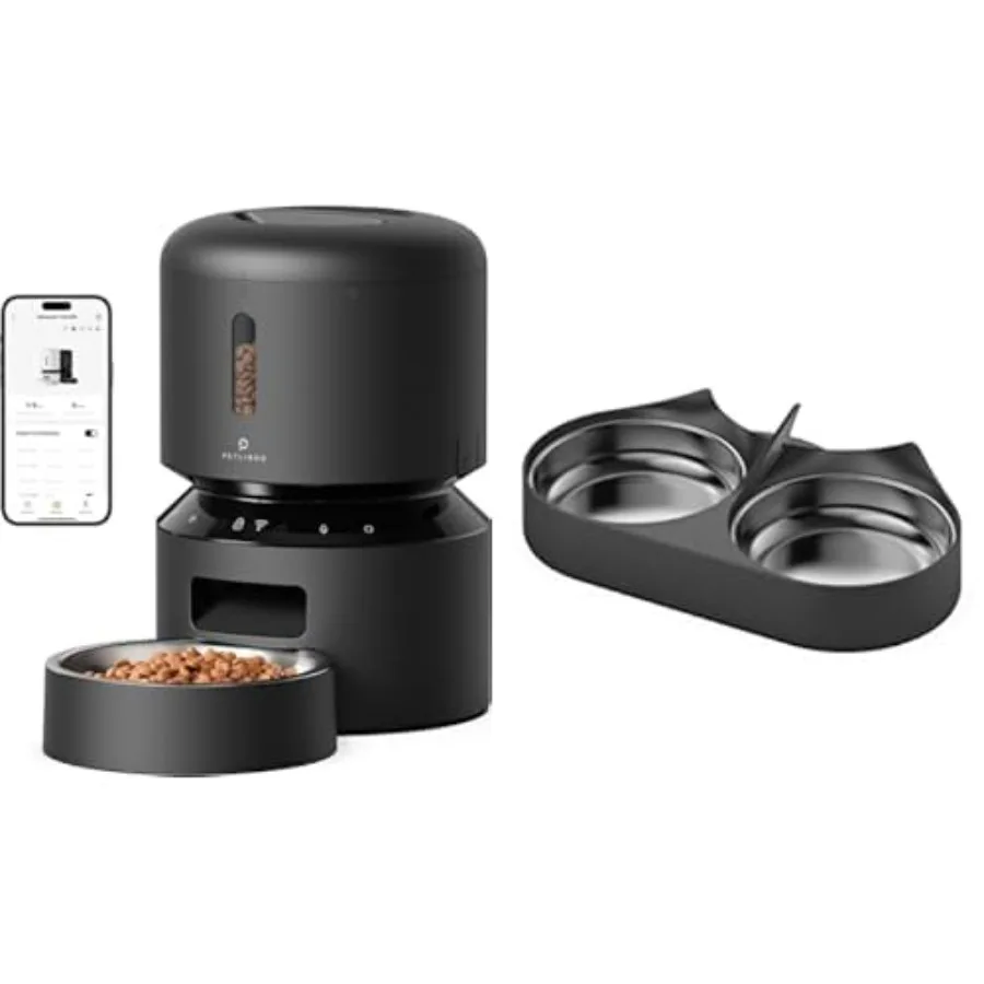 

Автоматическая кормушка для кошек 5G WiFi, 3 л, с таймером, для сухого корма, с мисками из нержавеющей стали, двухканальная, для 2 кошек