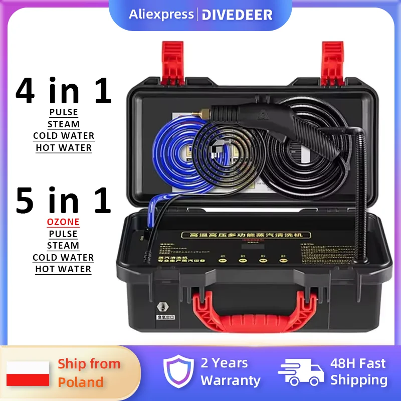 DIVEDEER Multifunktionaler Hochdruck-Hochtemperatur-Dampfreiniger, ideal für Dunstabzugshauben, Klimaanlagen, Autowäsche