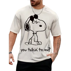 2024 New Men's Vintage T-Shirt Fun Snoopy Printed American Plus-Size Hip-Hop Personality Short-Sleeved Daily Casual Clothing