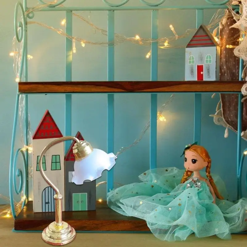 Camera da letto lampada da tavolo bianca mobili in miniatura casa bambola per bambole accessori illuminazione realistica 1:12