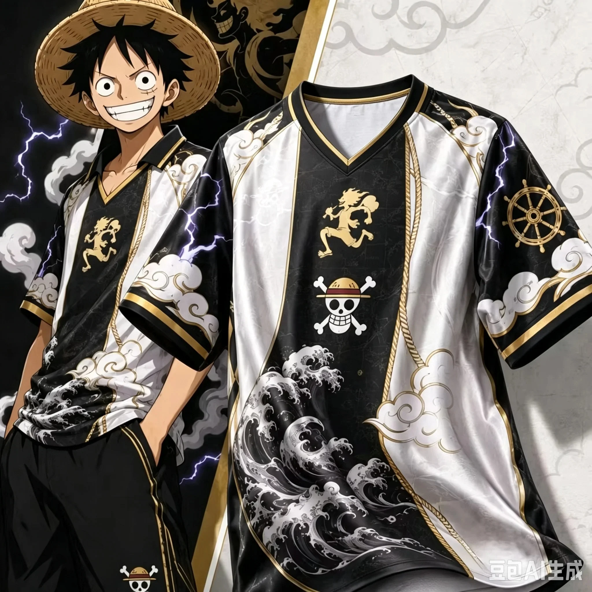 2026 new hot selling anime breathable jersey skeleton pirate logo personalized Luffy Viking style casual sports 3D printed top