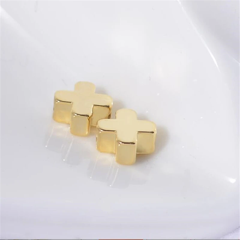 10 Pieces New Real Gold Plated Brass 6MM Cross Glossy Spacer Beads For DIY Necklace Bracelet Pendant Jewelry Making Accessories