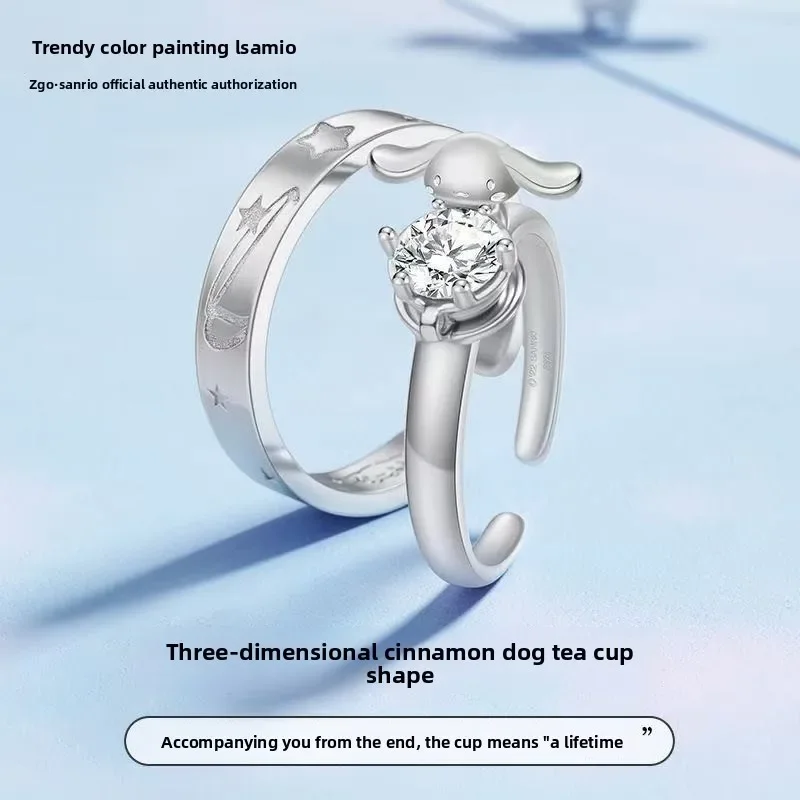 

Genuine Tide Painting Joint Cinnamoroll Couple Ring Anime Accessory Sterling Silver Jewelry