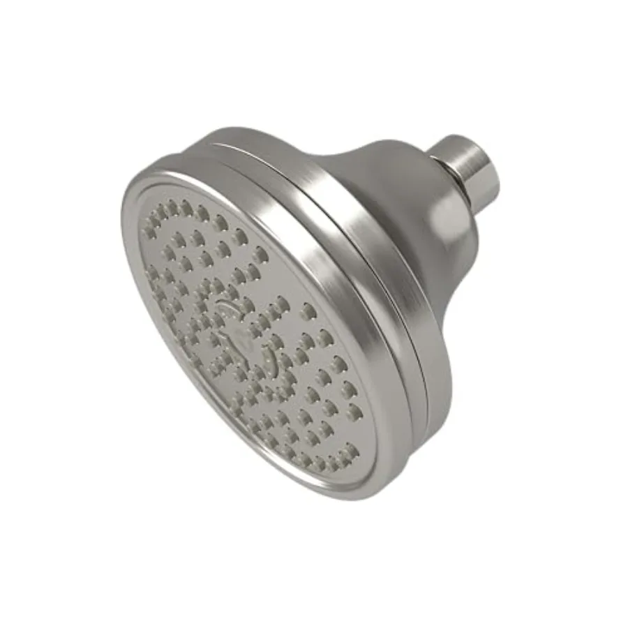 

Bathroom showerhead, brass, satin nickel, high-pressure round design for intense rainfall experience