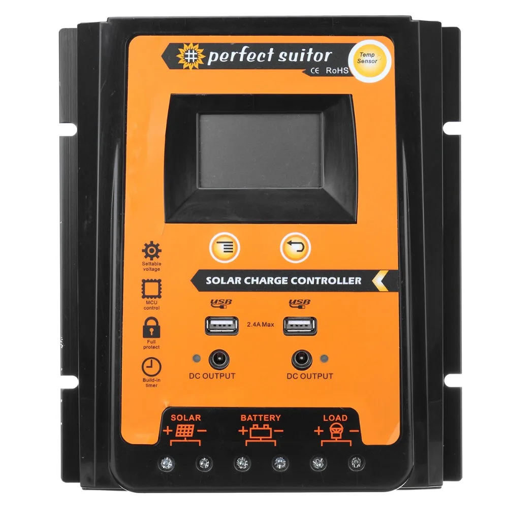 30A/50A/70A 12V 24V Auto Solar Charge Controller PWM with LCD  Solar Cell Panel Regulator PV Home