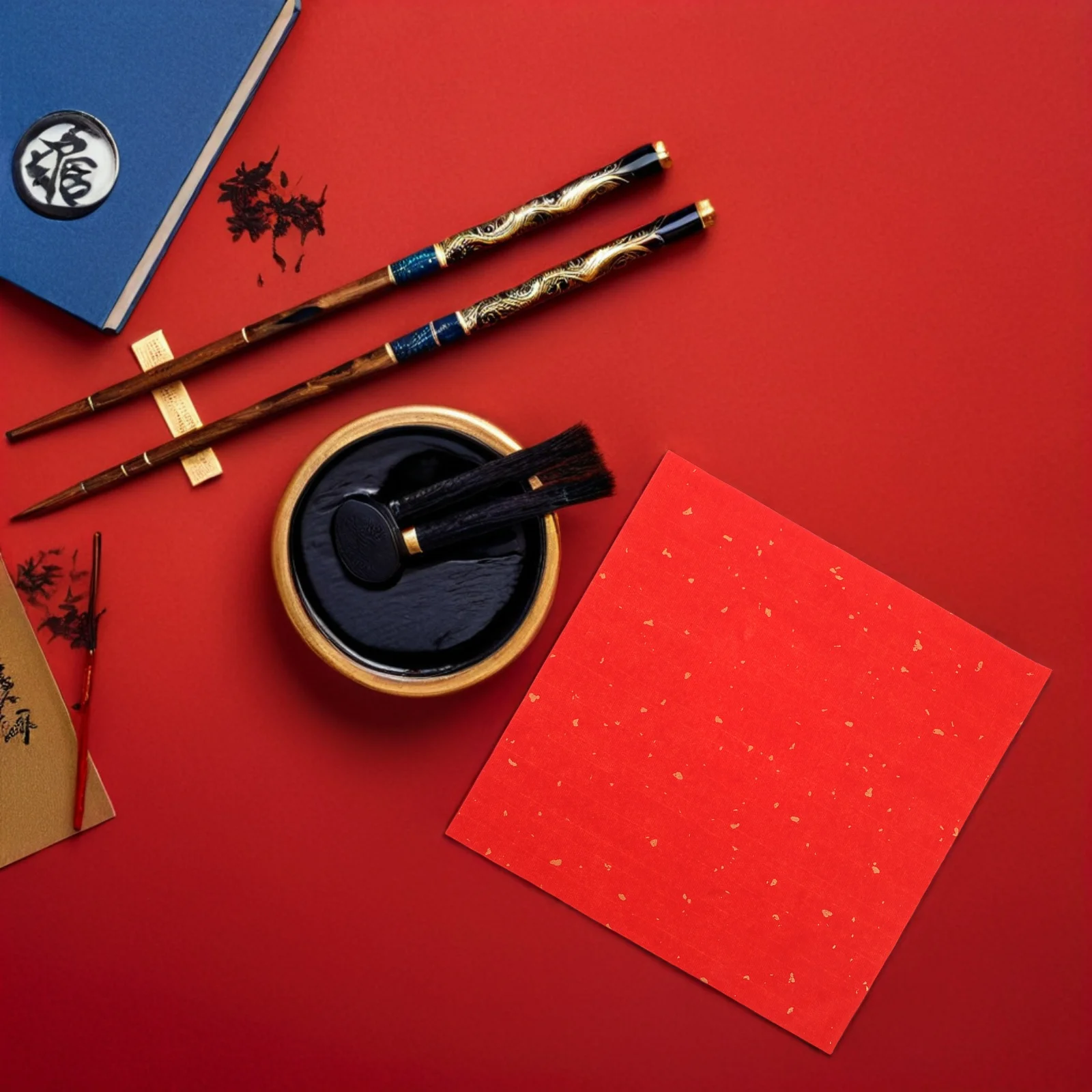 60 Pcs Calligraphy Practice Paper Chinese Red Xuan Caligraphy Brush Lettering China