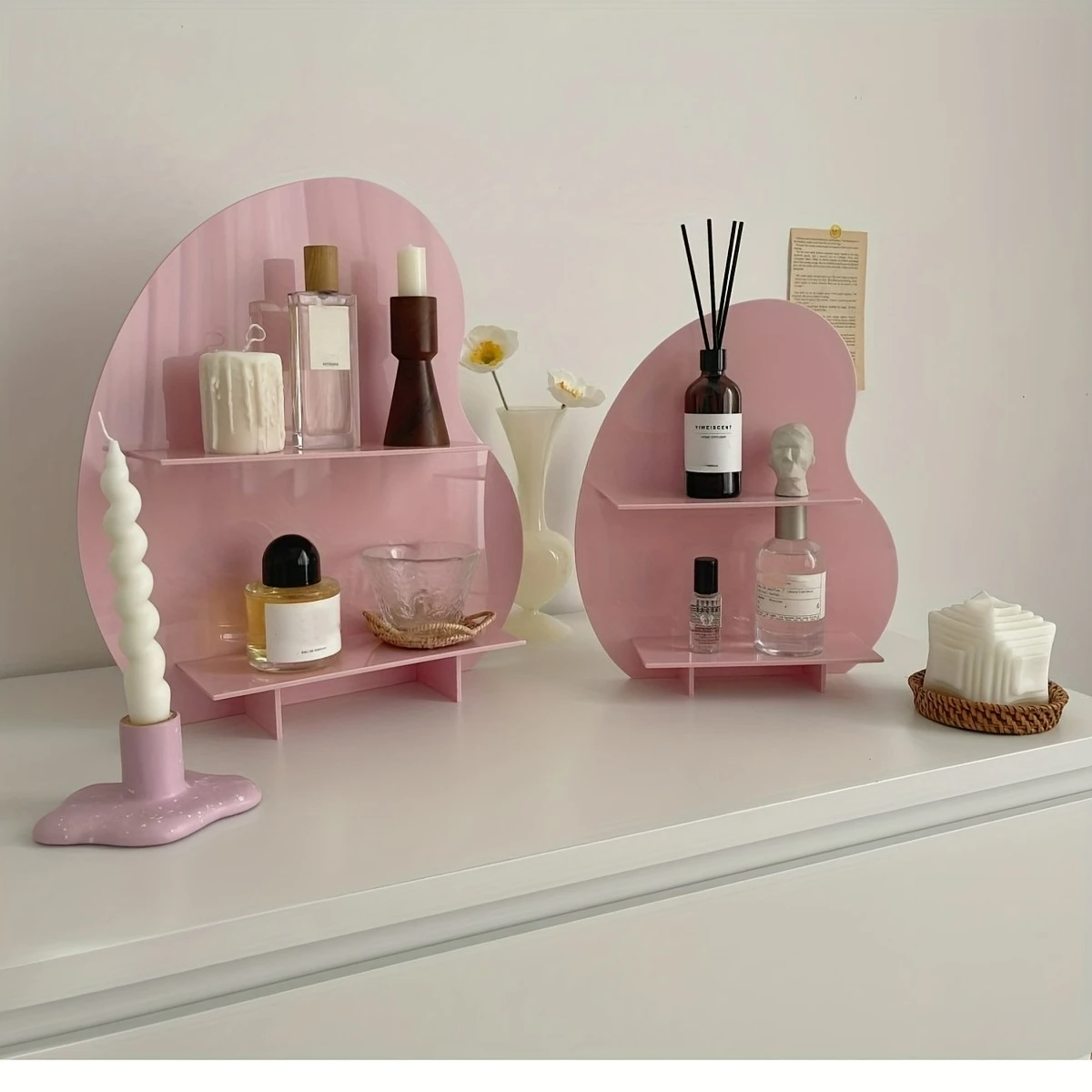 2-Layer Acrylic Desktop Display Rack, Transparent Cosmetic & Perfume Organizer Stand for Vanity Table, Aromatherapy Holder