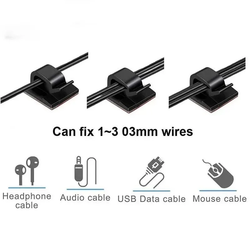 10-150Pcs Cable Organizer Clips for USB Charging Data Lines Bobbin Winder Wall Mounted Wire Holder Self-adhesive Wire Clip