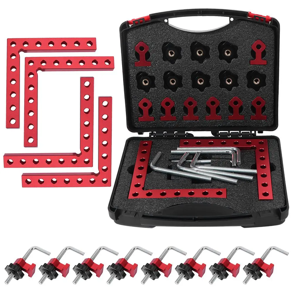 Aluminum Alloy Corner Clamps 90 Degree with Storage Box Right Angle Clamp Quick Fixed L Shape Woodworking Positioning Block