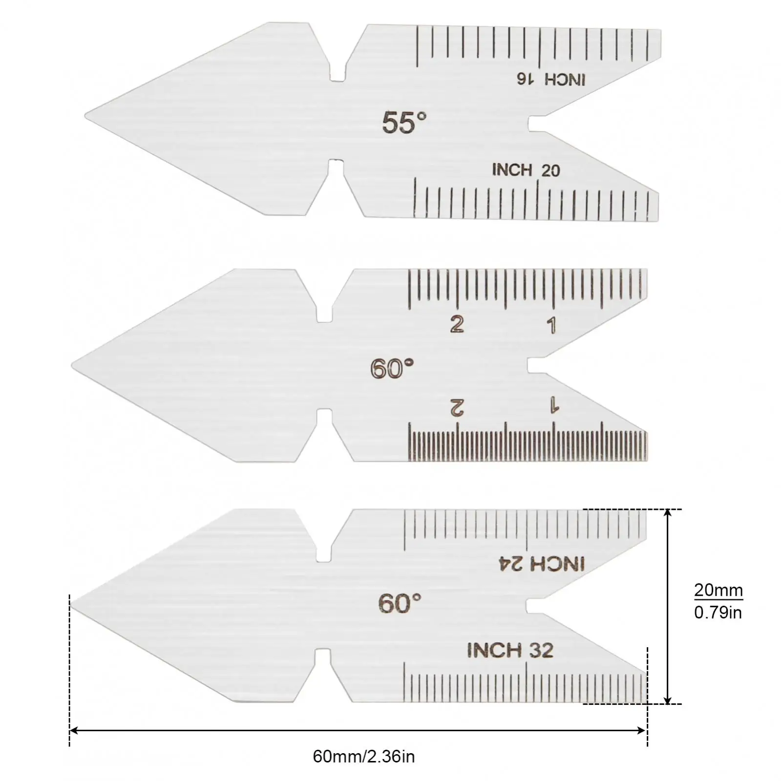 55 / 60 Degree Metric Inch US Thread Plug Gauge Gear Tooth Screw Pitch Gauges Measurement Carbon Steel Lathe Combination Tools