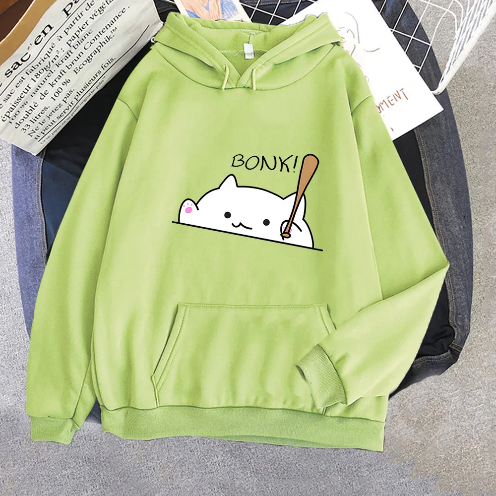 Bongo Cat Hoodies Kawaii Graphic Sweatshirts for Women Clothing Oversized Female Casual Long Sleeve Pullover Men\'s Y2k Clothes