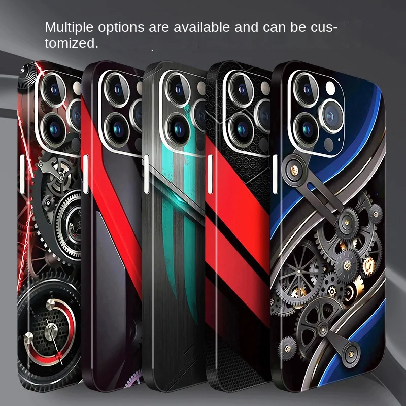 Mechanical Colorful Decal Skin for IPhone 15 14 13 12 11 Pro Max Soft Back Screen Protector 3M Wrap with Side Skin Sticker
