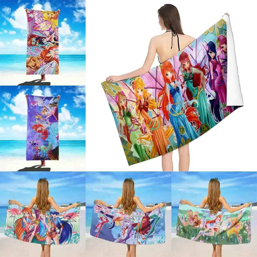 Winx Club Beach Towel Microfiber Sand Free Quick Dry Soft Sandproof Pool Towels Gift for Women Travel Gym Shower Camping