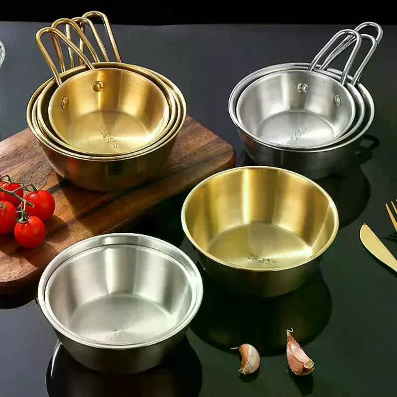 304Stainless Steel Household Korean Cuisine Bowl With Handle Rice Wine Bowls Sauce Seasoning Dish Food Serving Kitchen Tableware