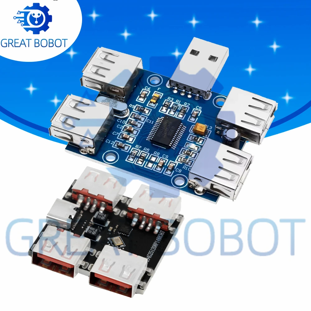 1Pcs XL334P4/GL850G Type-C USB2.0 4-Port USB HUB Splitter Expansion Module, 40MB/s