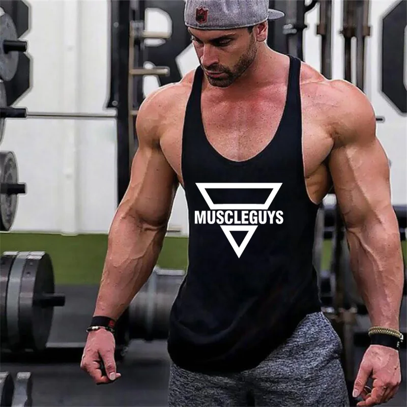 Brand Fitness Muscle Guys Bodybuilding Clothing Gym Stringer Tank Top Men Sportwear Shirt Running Vests Cotton Singlets