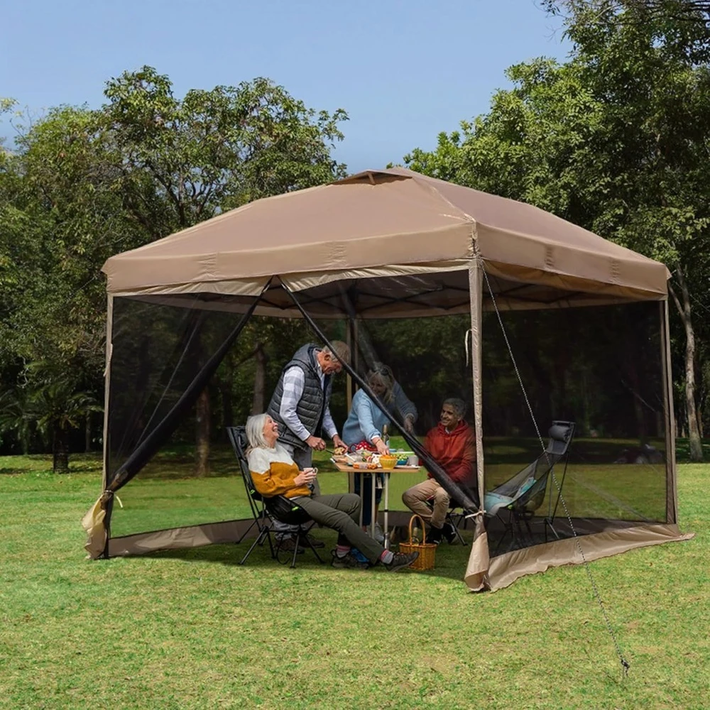 

10x10 Pop-Up Canopy Tent, Waterproof Portable Shade with Screen Walls, Adjustable Instant Outdoor Shelter, Customized