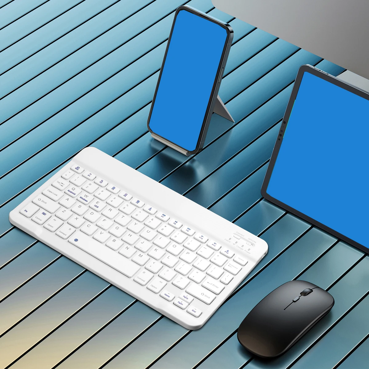 

78 keys BT wireless keyboard Rechargeable Bluetooth-Compatible Portable Keyboard for Android Windows iOS iPad Cell Phone Tablet