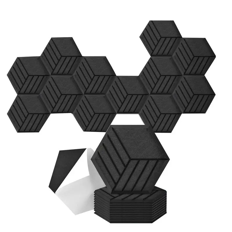 

ONGE 12 Pack Self Adhesive Acoustic Panels Sound Absorbing Panels 14 X 12 X 0.4Inch Soundproof Wall Panels B