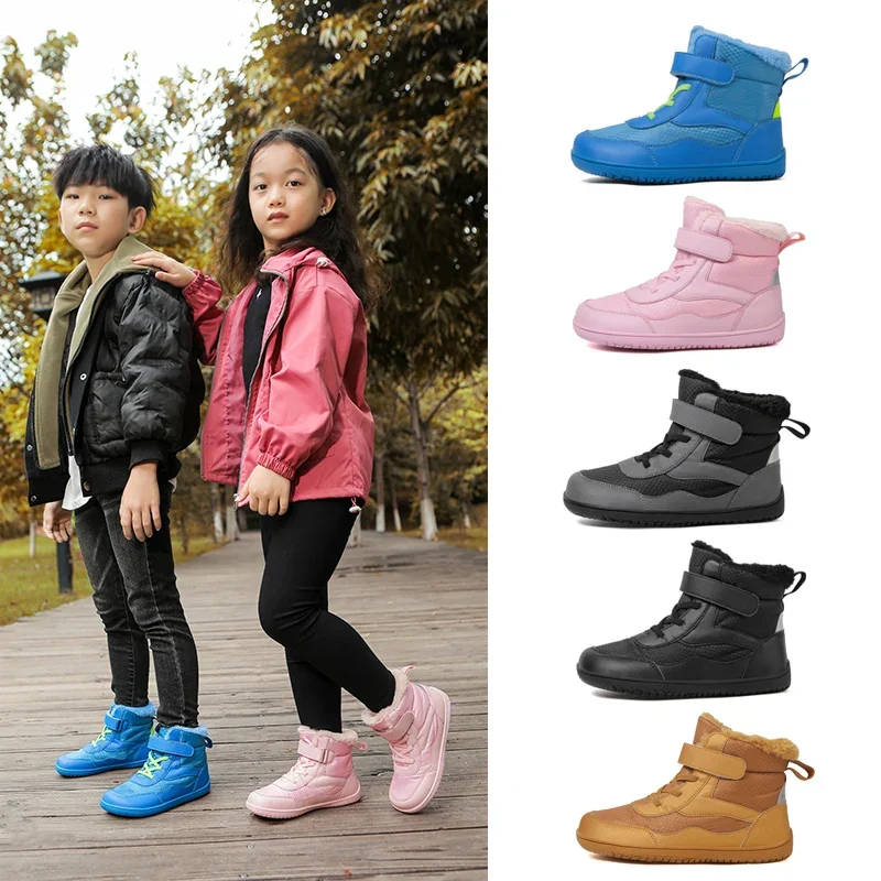 Botas de nieve cálidas de invierno para niños, zapatillas informales antideslizantes de felpa de alta calidad, zapatos de algodón gruesos impermeables para niños y niñas