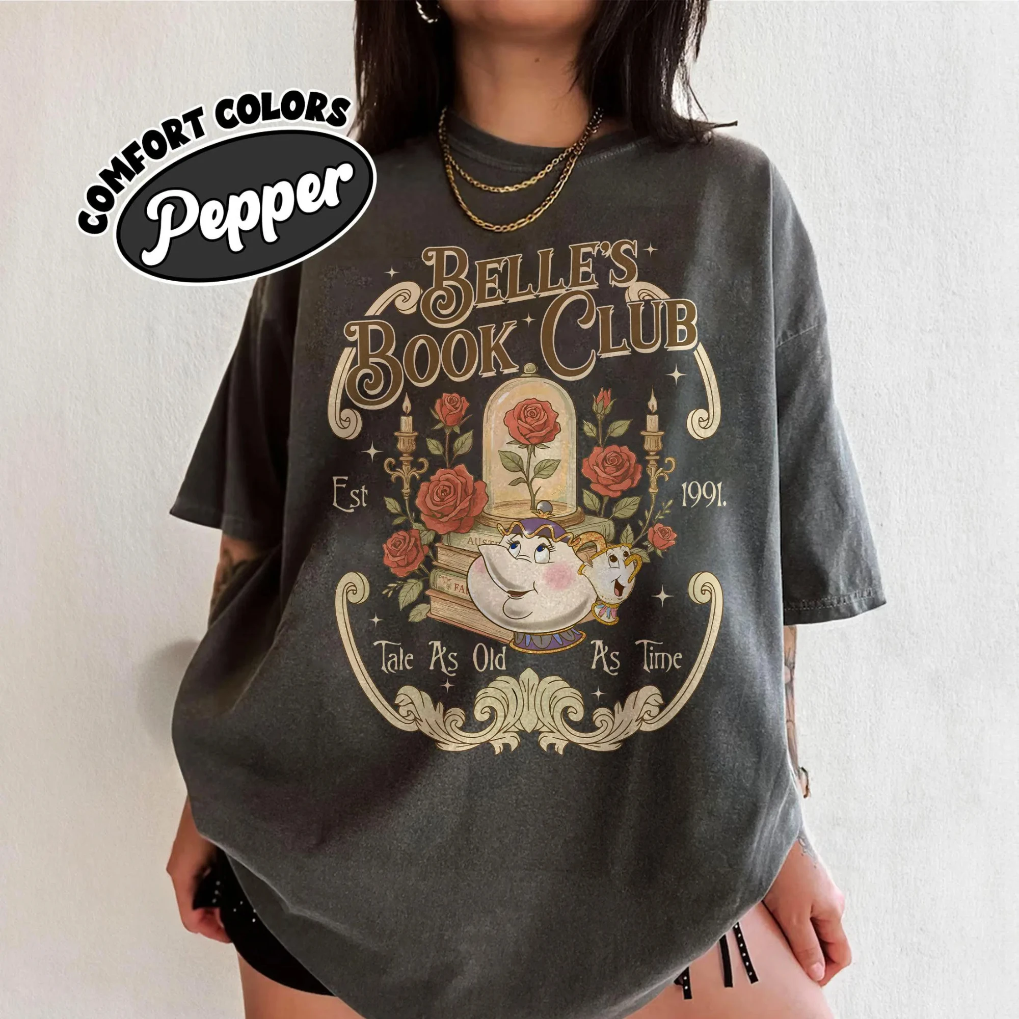 قميص مقهى من Bell Reading Club Fairy Tale Bell Bookstore، تي شيرت كتاب الأميرة الجرس، تي شيرت هدية لمحبي الكتب والمقهى