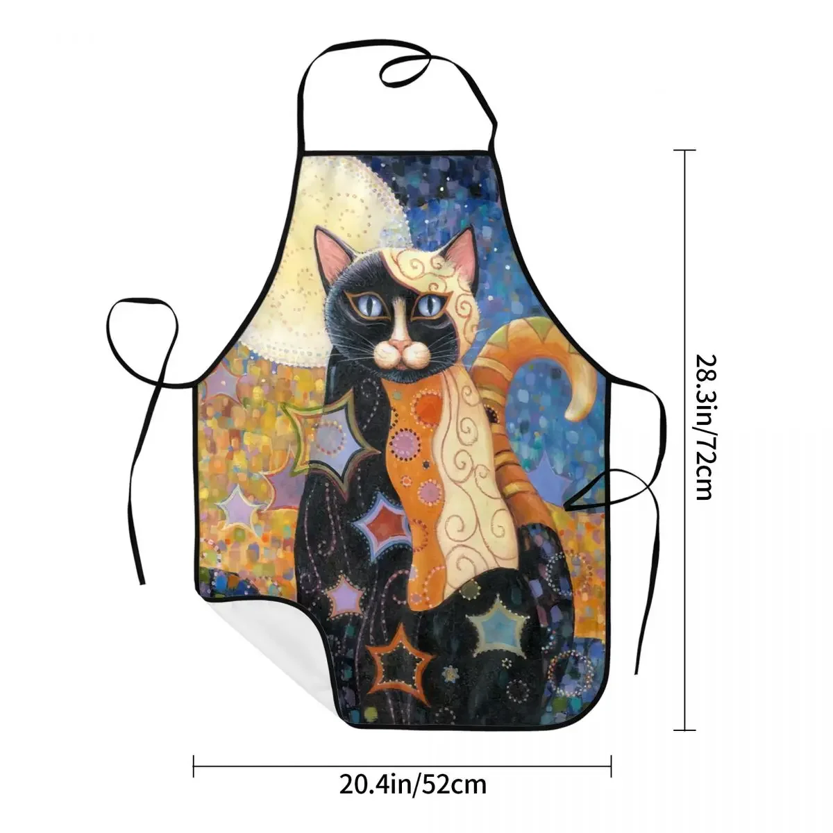 Delantal con pechera de pintura al óleo de gato Gustav Klimt para hombres y mujeres adultos, Tablier de Chef, cocina, Animal abstracto para hornear