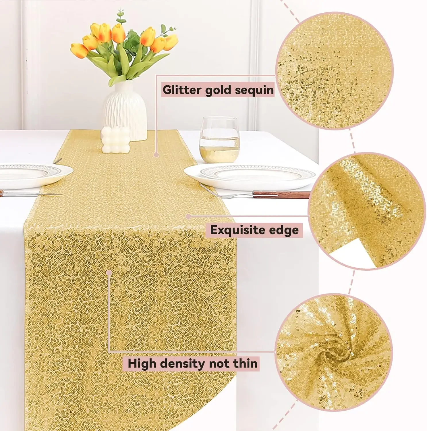 Sequin Table Runners Sparkly Glitter Table Runners Tablecloth Wedding Dining Table Decoration for Party Christmas Party Decor