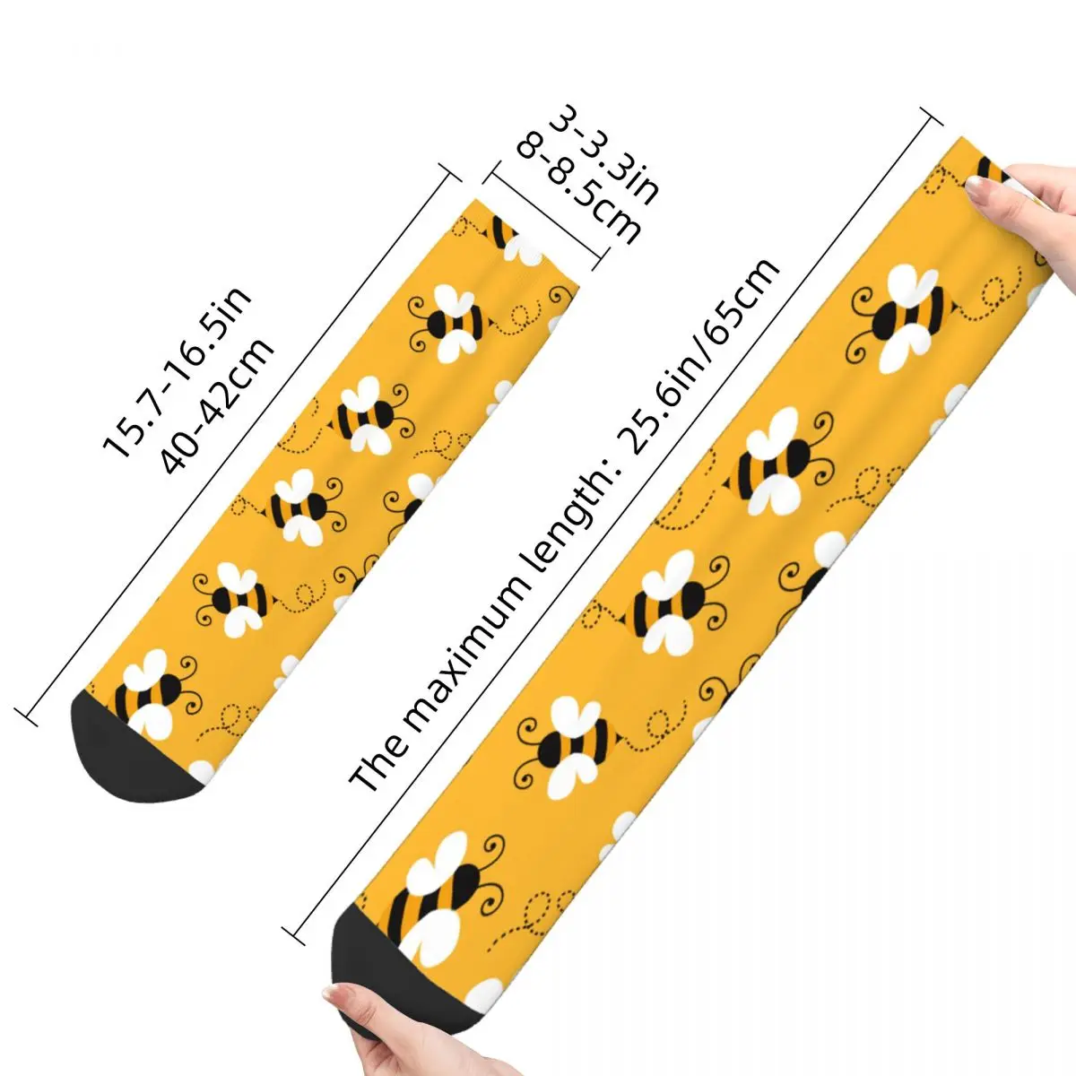 Funny Bee Pattern Sports Socks Polyester Crew Socks for Women Men Breathable