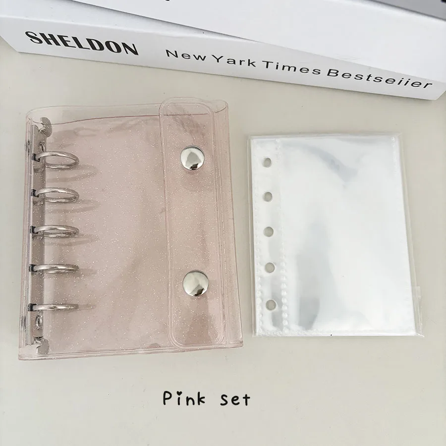 SKYSONIC Neu eingetroffene Einband- und Nachfüllbeutel der M5-Serie, Binder schwarz/rosa/klares Etui, 45-Blatt-Kunstpapiere – Detail 2