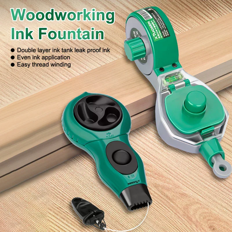 Woodworking Tool Carpenter Manual Ink Marker Scriber With 50M Chalk Lines Professional Wood Working Scriber Drawing Line Marker