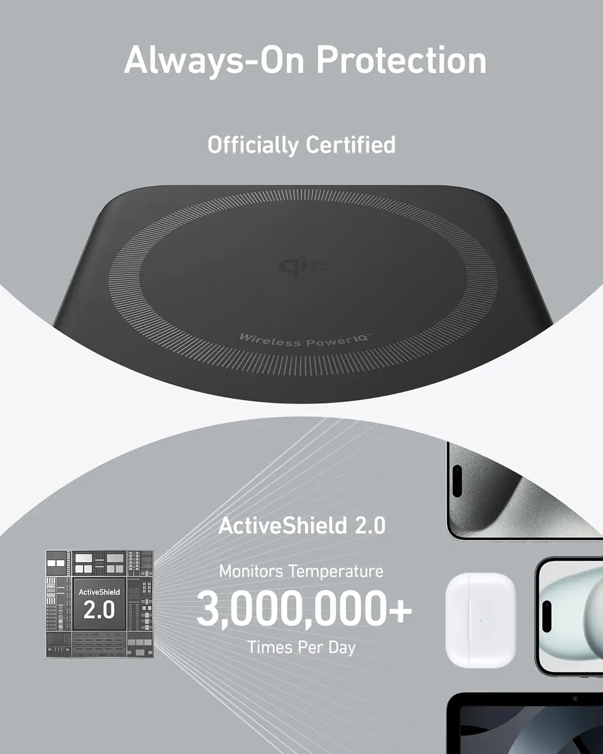 Anker MagGo 트럼프 스타일 보조배터리, Qi2 인증, 15W 초고속 MagSafe 호환 휴대용 충전기, 10,000mAh 배터리 팩