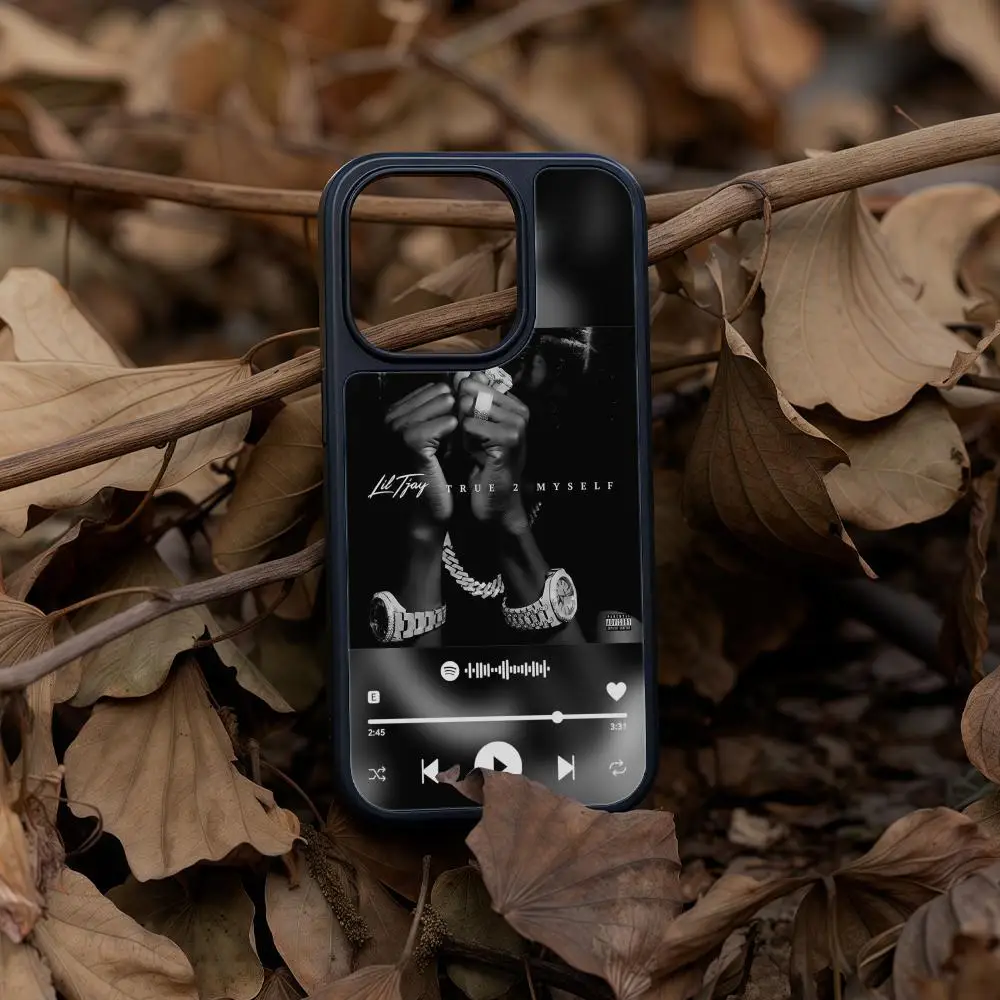 

Чехол для телефона L-lil T-Tjay для iPhone 17, 16, 15, 14, 13, 12, Pro Max Plus, черная рамка, акриловое углеродное волокно, твердый корпус