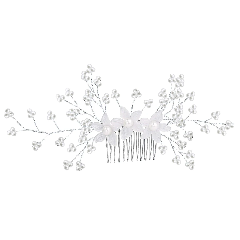 

1pc Pearl Flower Hair Comb Elegant Acrylic Bridal Rhinestone Lady Premium Material For Wedding Party Banquet Accessories