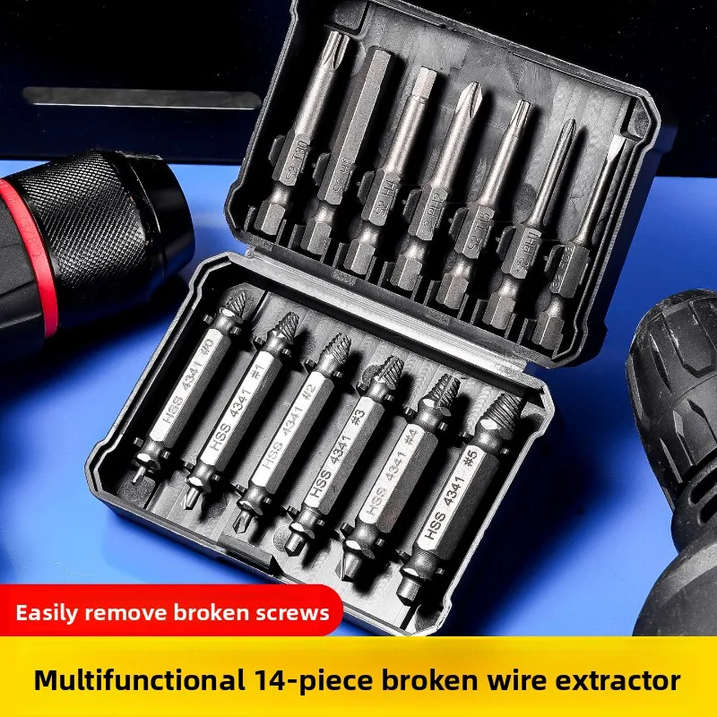 14Pcs Broken Screw Extractor Set High Hardness Universal Removal Kit Faucet Bolt Removing