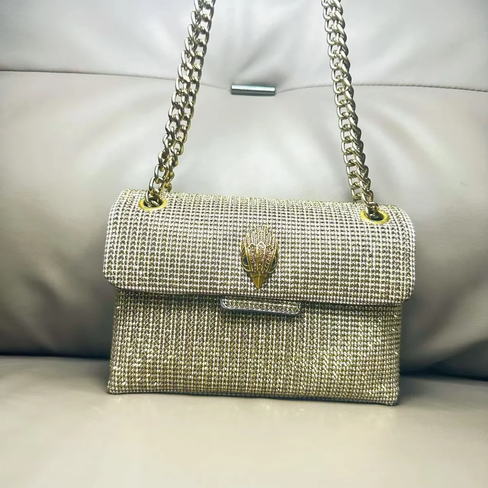 

2025 New Qianniao Plaid Bag Hot Stamping Diamond Versatile Single Shoulder Crossbody Eagle Head Bag Chain Bar Crossbody Bag