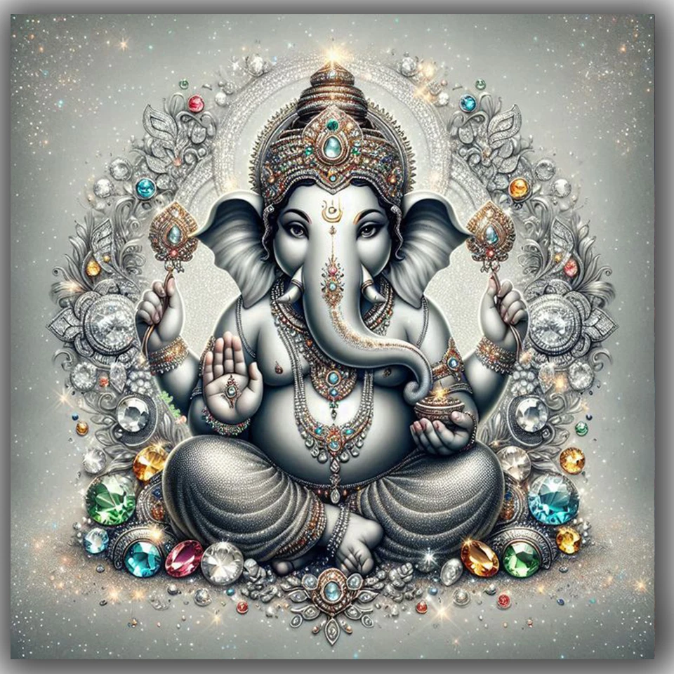 

Зачарованная Ганеша, индуистская 5D DIY алмазная живопись, полная квадратная круглая Алмазная мозаика, вышивка, религиозный портрет для домашнего декора ﻿