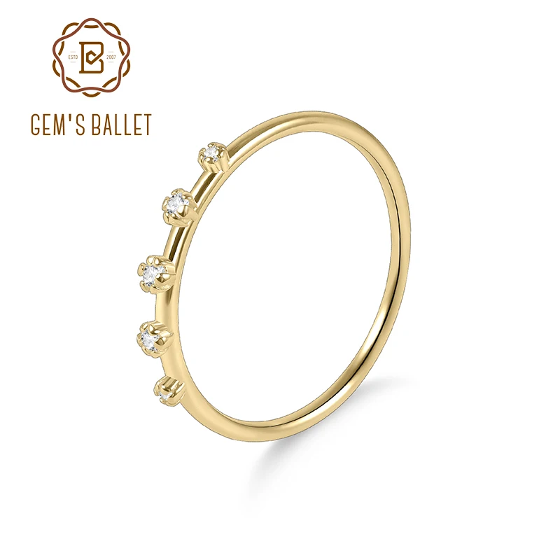 

GEM'S стиль балет, искусственное серебро, разделенный Круглый Муассанит, однослойное обручальное кольцо, минималистское штабелируемое кольцо для женщин