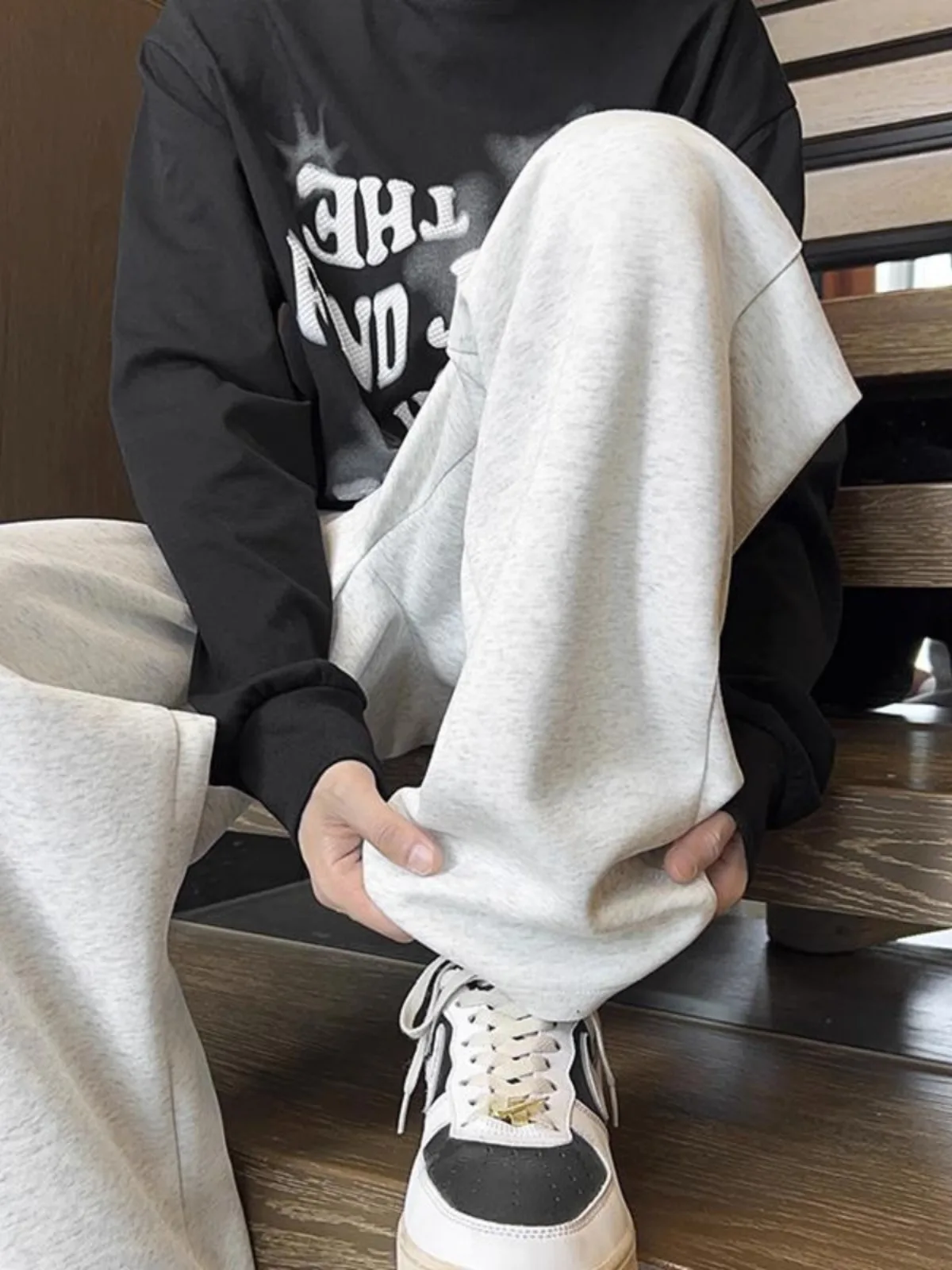 

Extra Large Autumn Winter Heavyweight 300 Pou Men's Straight Casual Loose Sports Long Pants High Waist Youth Active Sle