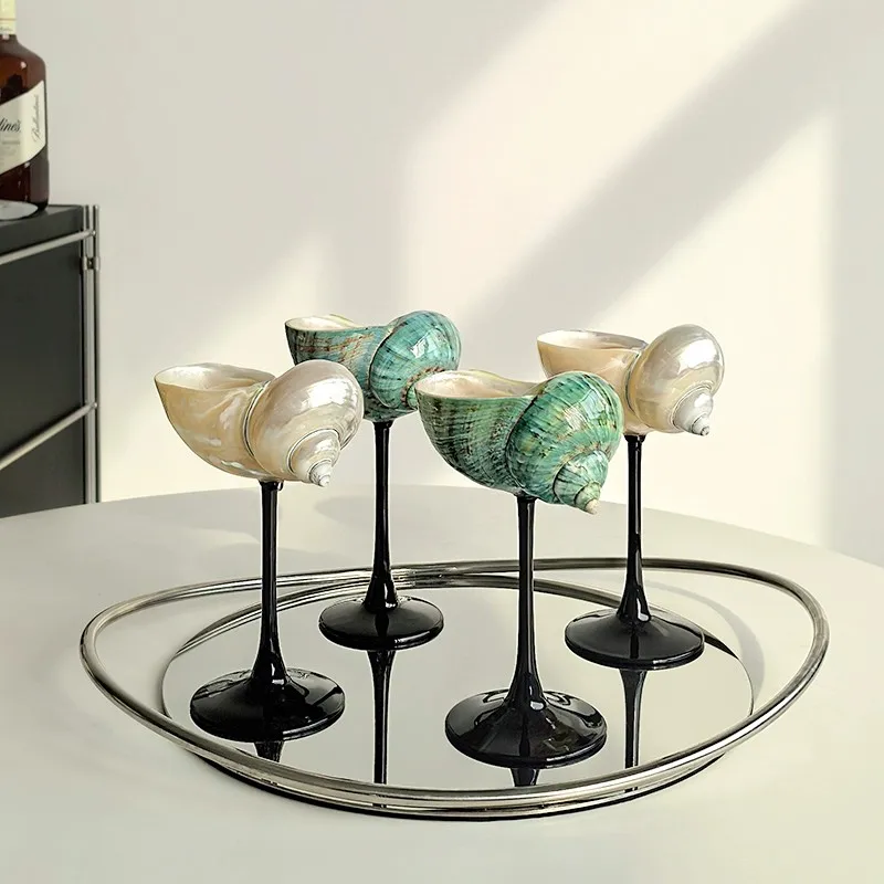 1Pcs Natural Conch Glass Gem Goblet Cup Handmade Seashell Wine Champagne Cups  Wedding Party Wine Natural Shell Glass Cup