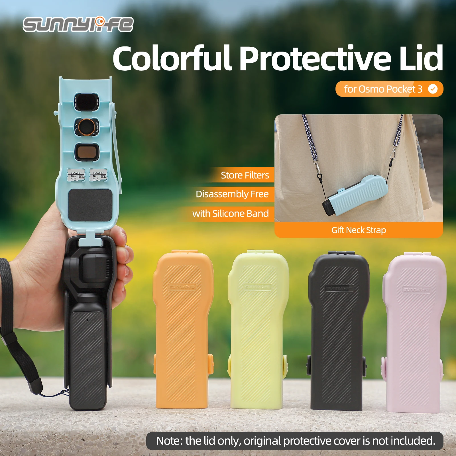Sunnylife красочная защитная крышка карданная защита для камеры, разборка, бесплатная защитная крышка, фильтры для хранения для Osmo Pocket 3 Sunnylife красочная защитная крышка карданная защита для камеры, разборка, бесплатная защитная крышка, фильтры для хранения для Osmo Pocket 3