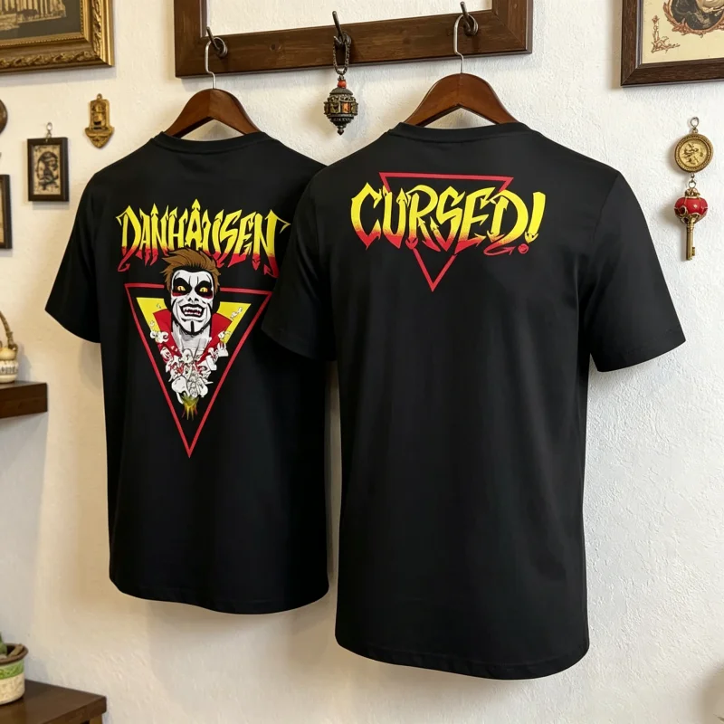 2026 Women's Danhausen _Cursed!_ Graphic T-Shirt Unisex Breathable Casual Streetwear Short Sleeve Pro Wrestling Family Kids Tees