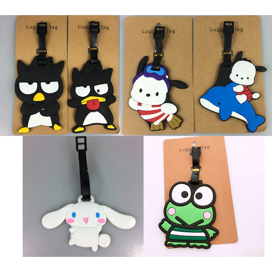 

Sanrio Anime Luggage Tag Hello Kitty Cinnamoroll My Melody Kuromi Luggage Tags with Silicone Belt Strap Girls Suitcase Id Tag