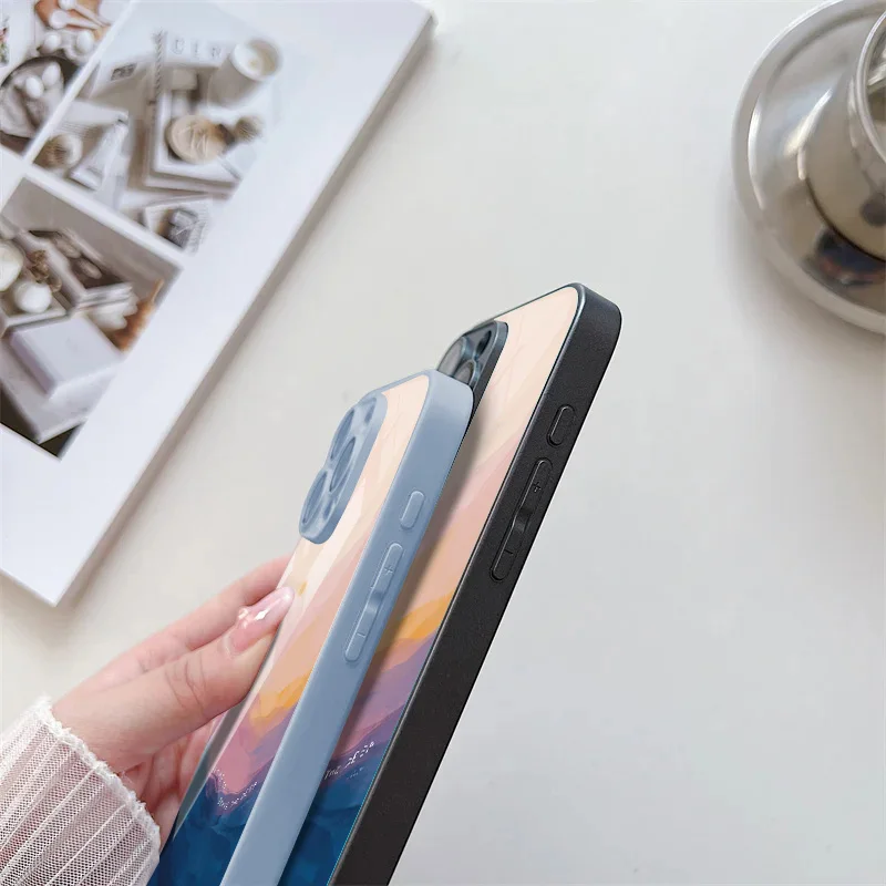Tempered Glass Sunrise Case For Samsung Galaxy A53 A54 A52 5G A13 A14 A33 A12 A25 A32 A34 A51 S24 S22 Ultra S23 Plus S20 S21 FE