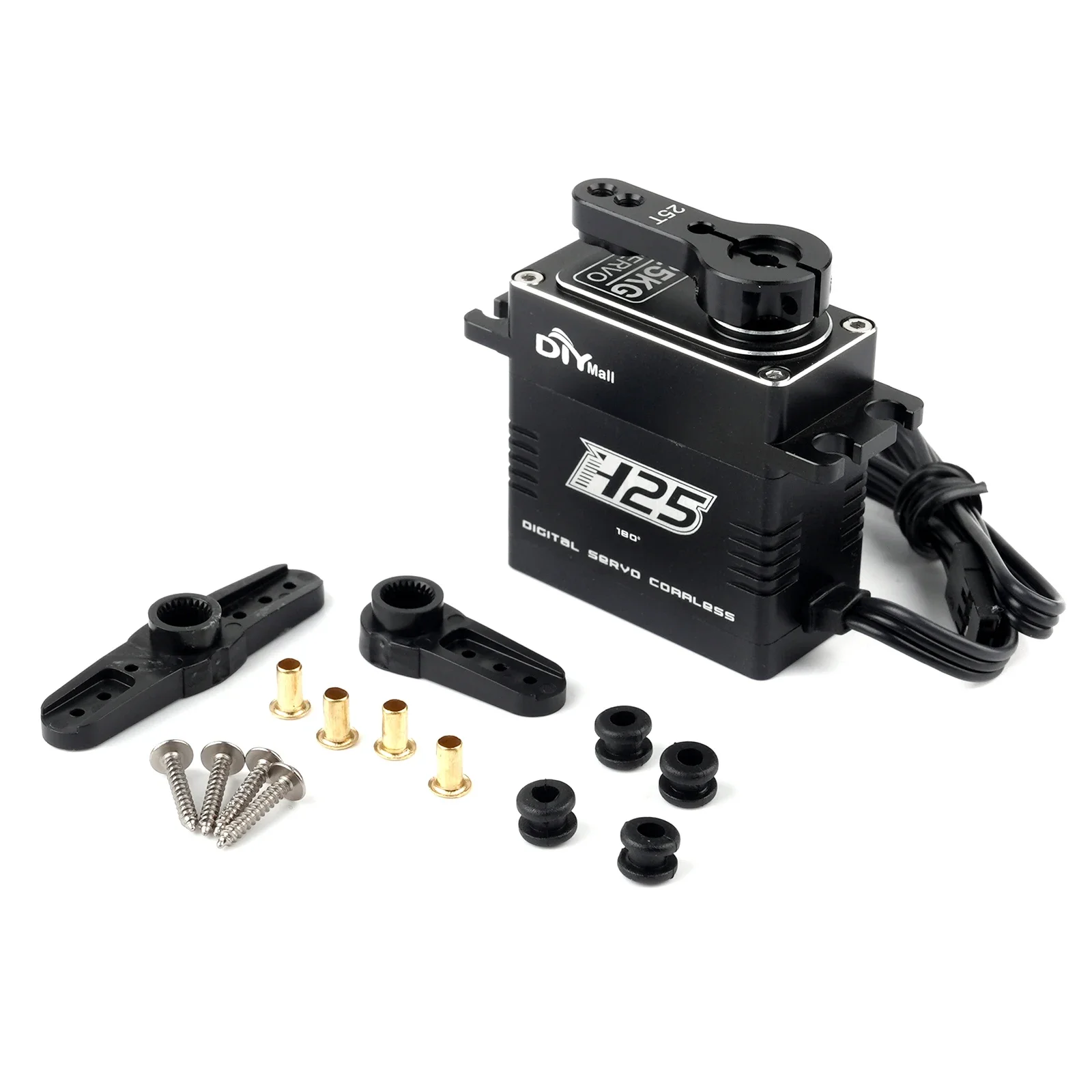 Servo digital totalmente metálico H25 25KG 180/270/360 °   Peças de potência dos servos RC do torque alto da engrenagem do metal do motor coreless para carros robóticos DIY