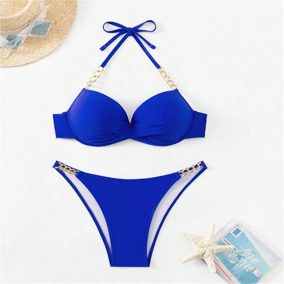 XS - L Neckholder-Bikini Push-Up-Badeanzug Damen-Bademode Zweiteiliges Bikini-Set mit BH-Cup Badeanzug Badebekleidung V6748 – Detail 7