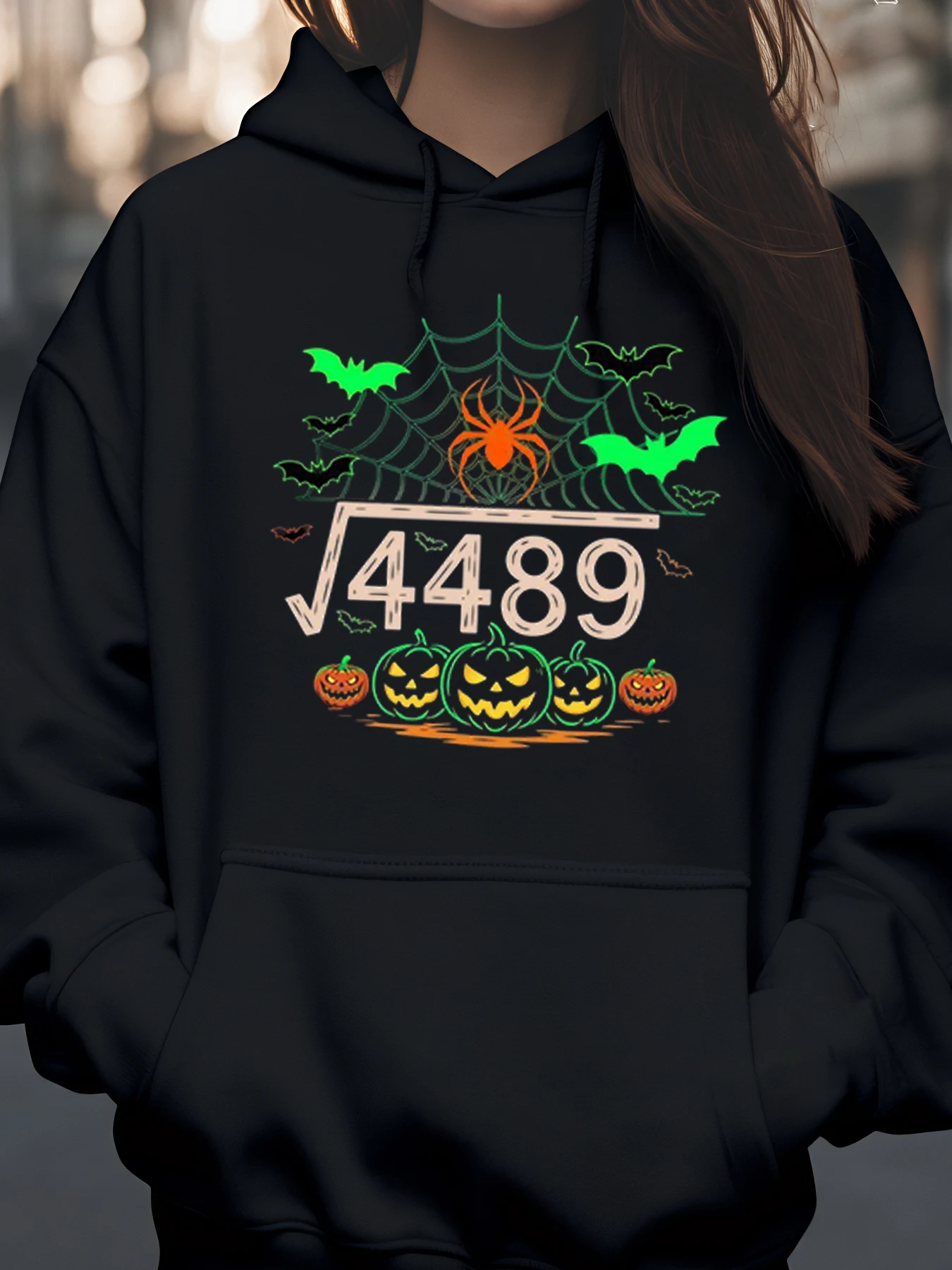 

Хэллоуин Математика Тыква Паутина Толстовка Костюм Партии Женская Повседневная Одежда