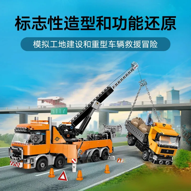 Compatibile MOC Set Serie Città Camion da traino pesante e autocarro con cassone ribaltabile Modello Building Blocks Giocattoli per bambini Regali di Natale 60467