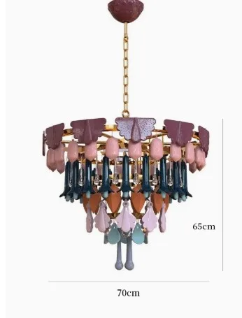 Seizoenen ovale kroonluchter Vintage kleurrijke keramische lamp Creatieve kunstlamp Woonkamer Eetkamer Winkel Hotel Macaron Landlamp