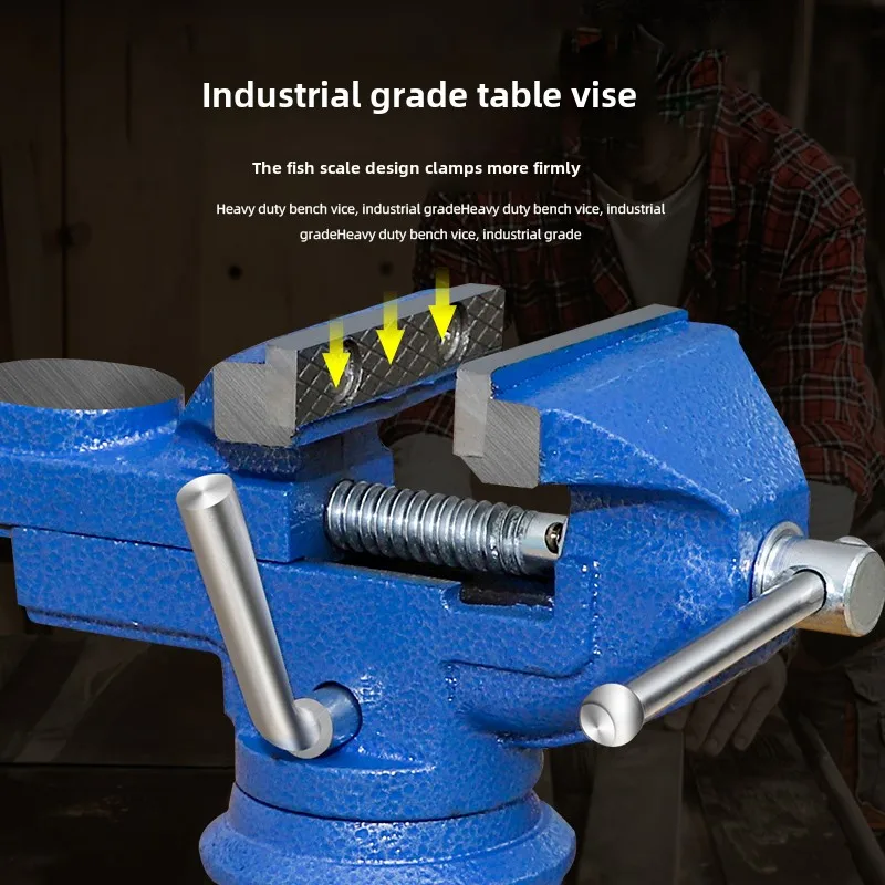 Industrial-Grade Mini Table Vise with Swivel Base for Home and Workbench