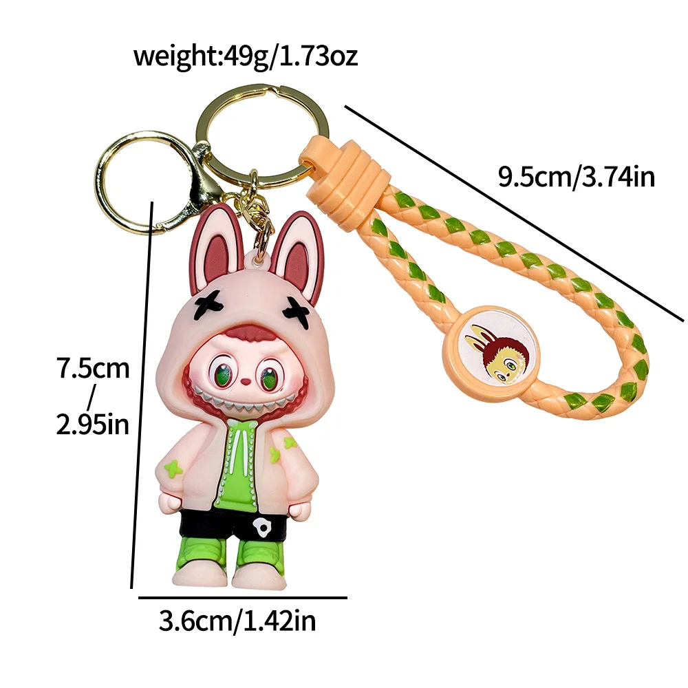 Leuke sleutelhanger anime labubu bucktooth schapen auto sleutelhanger voor tas charmes pop sleutelhanger mannen vrouwen sieraden groothandel paar geschenken